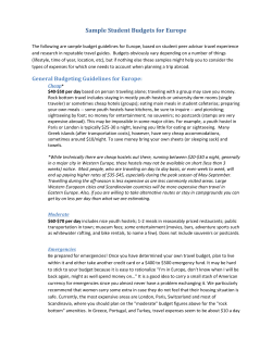 Sample Student Budgets for Europe - U
