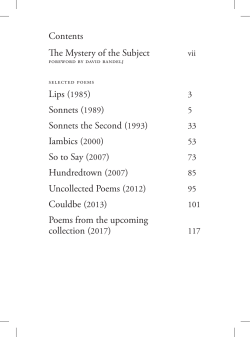 Contents The Mystery of the Subject Lips (1985) Sonnets (1989