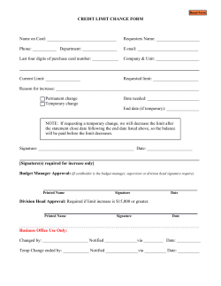 Temporary Credit Limit Increase Form