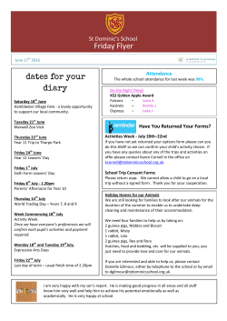 Friday Flyer - St Dominics School