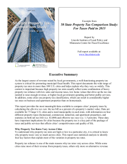 Executive Summary 50 State Property Tax Comparison Study: For
