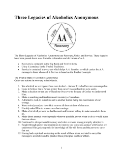 Three Legacies of Alcoholics Anonymous