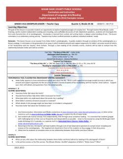 MIAMI-DADE COUNTY PUBLIC SCHOOLS Curriculum