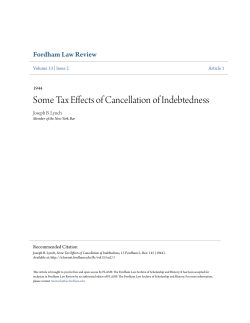 Some Tax Effects of Cancellation of Indebtedness
