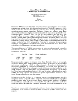 Itelmen Plural Dimunitives: A belated reply to Perlmutter 1988