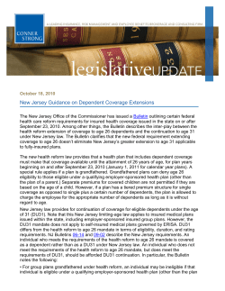 New Jersey Guidance on Dependent Coverage Extensions