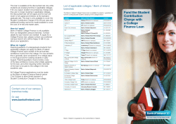 List of applicable colleges / Bank of Ireland branches