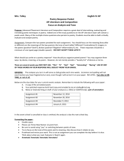 Mrs. Talley English IV AP Poetry Response Packet AP Literature and