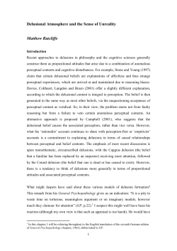 Delusional Atmosphere and the Sense of Unreality