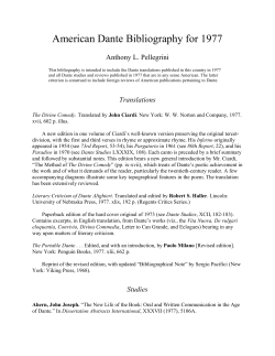 American Dante Bibliography for 1977
