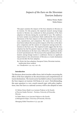 Impacts of the Euro on the Slovenian Tourism Industry