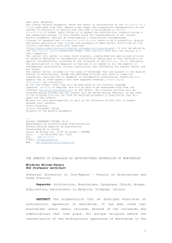 THE GENESYS OF SYNAGOGUE AS