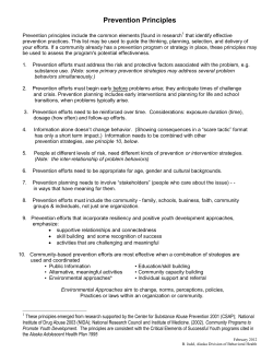 Prevention efforts begin early before problems arise