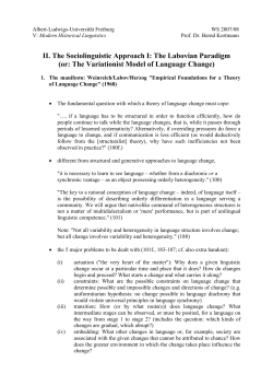 or: The Variationist Model of Language Change