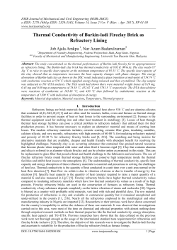 Thermal Conductivity of Barkin-ladi Fireclay Brick as
