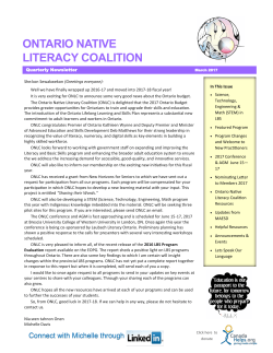 March 2017 - Ontario Native Literacy Coalition