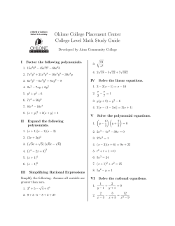 College Level Math Study Guide - Placement Center