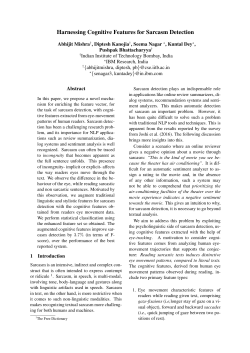 Harnessing Cognitive Features for Sarcasm