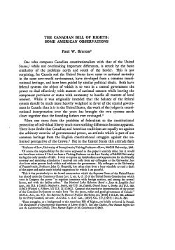 THE CANADIAN BILL OF RIGHTS: SOME AMERICAN