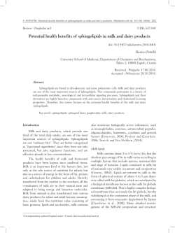 Potential health benefits of sphingolipids in milk and dairy products