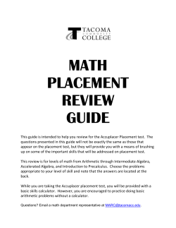 MATH PLACEMENT REVIEW GUIDE