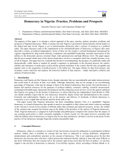 Democracy in Nigeria: Practice, Problems and Prospects