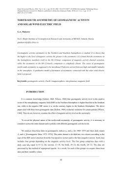 north-south asymmetry of geomagnetic activity and solar wind