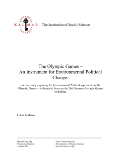 The Olympic Games – An Instrument for Environmental Political