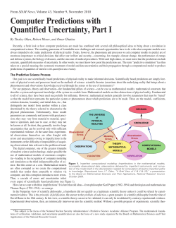 Computer Predictions with Quantified Uncertainty, Part I