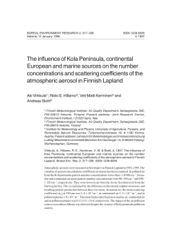 The influence of Kola Peninsula, continental European and marine