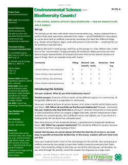 Environmental Science &mdash; Biodiversity Counts!