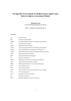 Foreign Direct Investment in Mediterranean region: some basics to