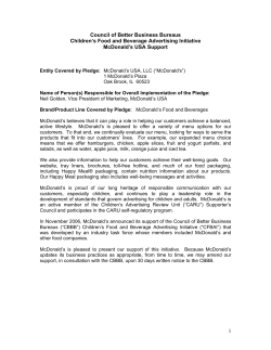 McDonald`s Preamble: - Better Business Bureau