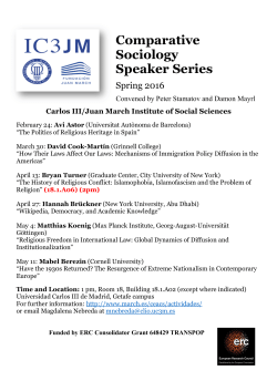 COMPARATIVE SOCIOLOGY SPEAKER SERIES