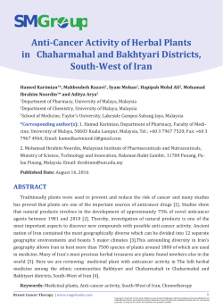 Anti-Cancer Activity of Herbal Plants in Chaharmahal and Bakhtyari