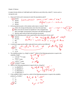 Chapter 15 Review A student titrates 20.0mL of 1.0M NaOH with 2.0
