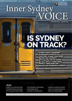 is sydney on track? - Inner Sydney Voice