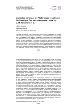 Interactive comment on &ldquo;Water mass evolution of the Greenland Sea