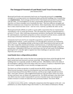 The Untapped Potential of Land Bank/Land Trust Partnerships1