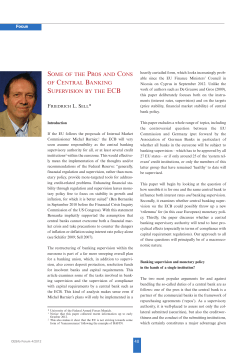 Some of the Pros and Cons of Central Banking Supervision by the