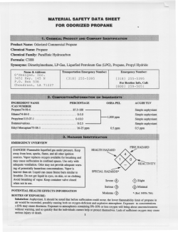 MATERIALSAFETY DATA SHEET FOR ODORIZED PROPANE