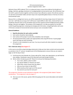 AP Environmental Science Summer Assignment