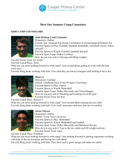 Cooper Fitness Center Dallas Summer Camp Counselor Bios