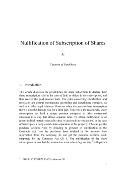 Nullification of Subscription of Shares