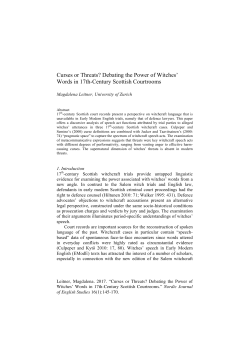 Curses or Threats? Debating the Power of Witches` Words in 17th