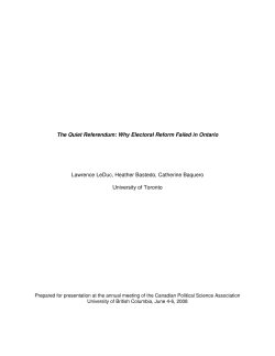 The Quiet Referendum: Why Electoral Reform Failed in Ontario