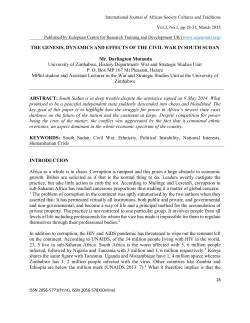 THE GENESIS, DYNAMICS AND EFFECTS OF THE CIVIL WAR IN
