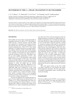 HYSTERESIS IN THE &beta;&ndash;&alpha; PHASE TRANSITION IN SILVER IODIDE