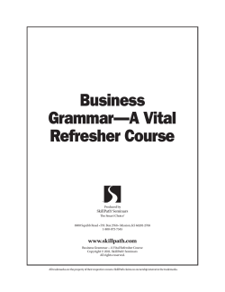 Business Grammar&mdash;A Vital Refresher Course