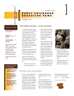 EARLY CHILDHOOD EDUCATION NEWS